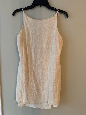 White Fox Boutique Cream Linen Slip Dress